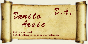 Danilo Arsić vizit kartica